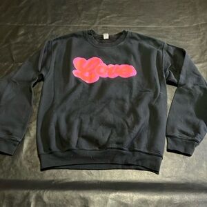 Black Sweater with Pink 'Love' Design